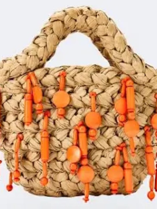 Simon Miller Handbags - Simon Miller. NWT. ON SALE. 🌶️🌶️Orange Beaded/ Fringed Mercado Tote.Nat’l Straw.